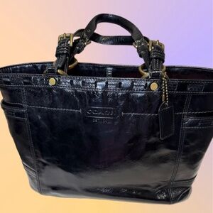 🍍🍍COACH Bleecker 11500 Tote Bag Shoulder Bag Handbag Black Leather 2007 w/COA